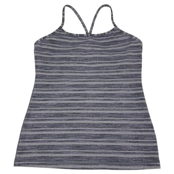 LULULEMON Power Y Tank Size 8 Black Stripes Galore - Picture 5 of 8